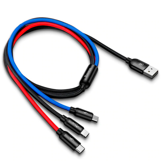 Кабель USB-Micro USB/Type-C/Lightning 120см Разноцветный