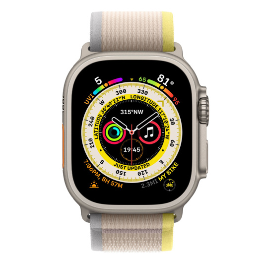 Умные часы Apple Watch Ultra GPS+Cellular 49mm Titanium Case Yellow/Beige Trail Loop S/M, (MNHR3)