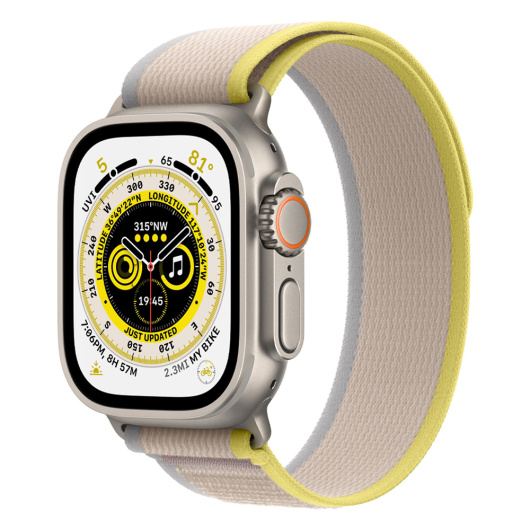 Умные часы Apple Watch Ultra GPS+Cellular 49mm Titanium Case Yellow/Beige Trail Loop S/M, (MNHR3)