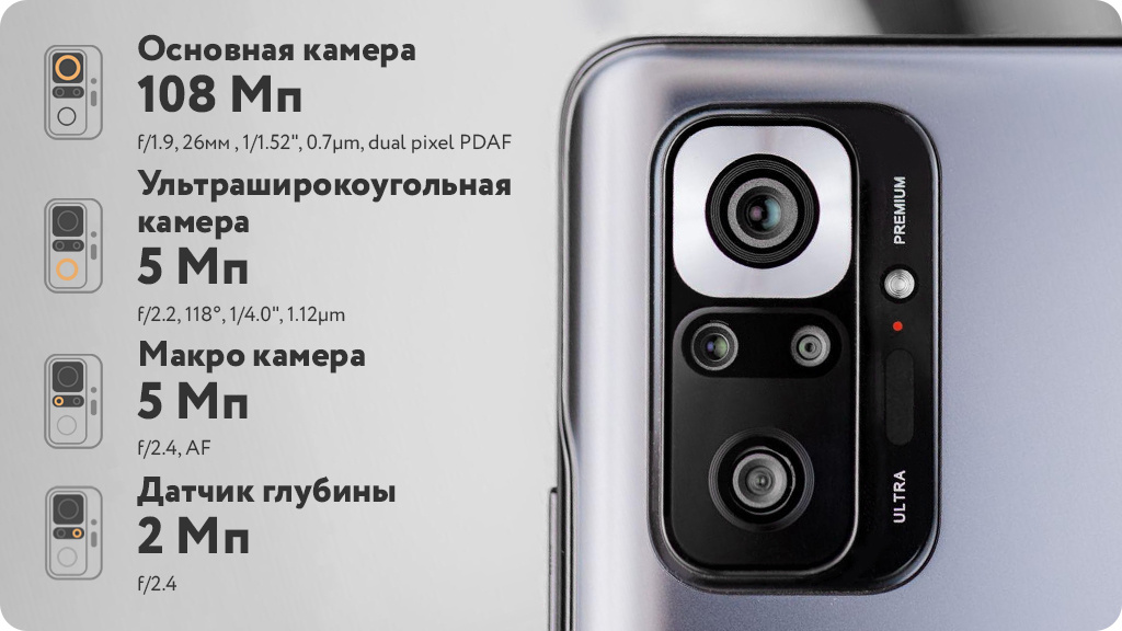 Смартфон Xiaomi Redmi Note 10 Pro 8/256Gb (NFC) Серый РСТ